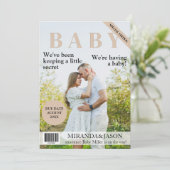 雑ユニーク誌スタイル写真妊娠の発表 招待状 (スタンド正面)