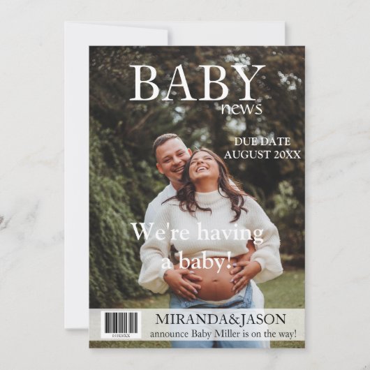 雑ユニーク誌スタイル写真妊娠の発表 招待状 (正面)