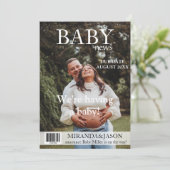 雑ユニーク誌スタイル写真妊娠の発表 招待状 (スタンド正面)