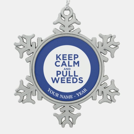 雑保草を落ち着かせる スノーフレークピューターオーナメント (正面)