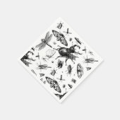 雑多なバグ灰色と黒 スタンダードカクテルナプキン (角)