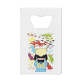 雑巾がけと足跡（リメイク） クレジットカード栓抜き (正面)