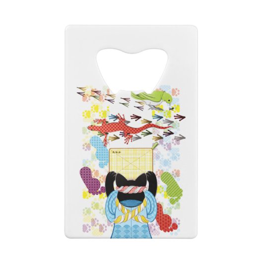 雑巾がけと足跡（リメイク） クレジットカード栓抜き (裏面)