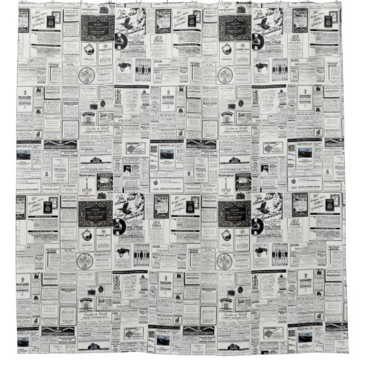 雑広告誌のヴィンテージ シャワーカーテン (正面)