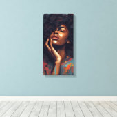 雑然とした髪と閉じた目の少女のウォールアート キャンバスプリント (インサイチュ (ウッドフロア))