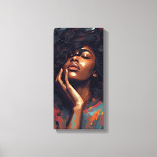 雑然とした髪と閉じた目の少女のウォールアート キャンバスプリント