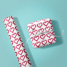 雑然とした - 不完全なハートの落書き ラッピングペーパー