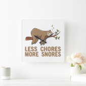 雑用が減り、おもしろいスロスのパンTシャツが増える スクエア壁時計 (ホーム)