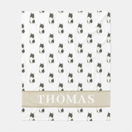 雑種のツイードの家猫　中型　毛の長い フリースブランケット