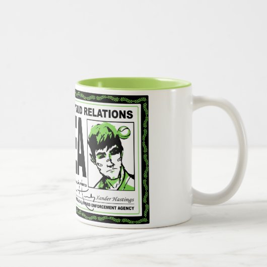 雑種の地球HEAのバッジのマグ ツートーンマグカップ (右)