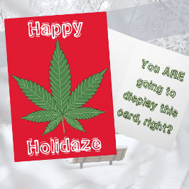 雑草の葉のクリスマス幸せなHolidaze シーズンカード