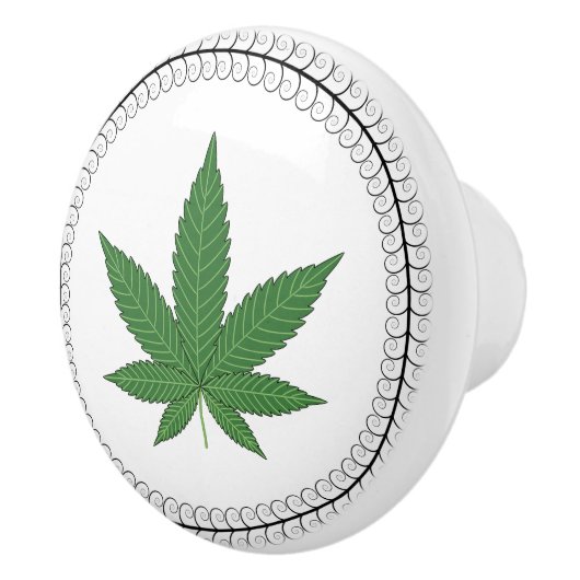 雑草の葉の木の渦巻きトリムパーソナライズされた セラミックノブ (右)