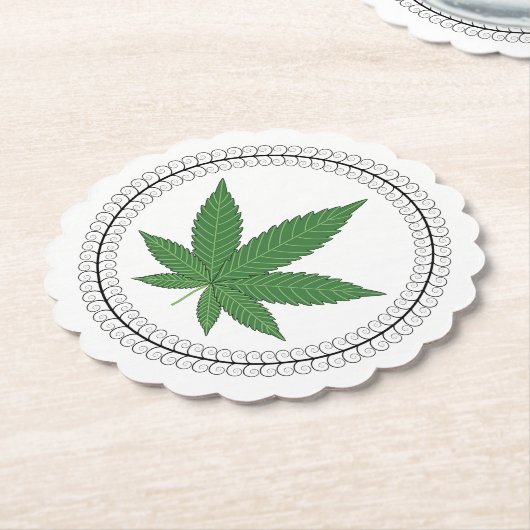 雑草の葉の木の渦巻きトリムパーソナライズされた ペーパーコースター (アングル)