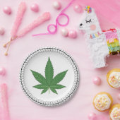 雑草の葉の木の渦巻きトリムパーソナライズされた ペーパープレート (パーティー)