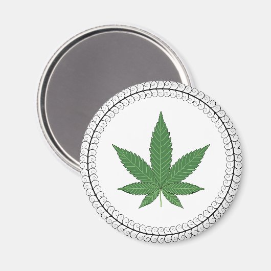 雑草の葉の木の渦巻きトリムパーソナライズされた マグネット (正面/裏面)