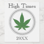 雑草の葉の木の渦巻きトリムパーソナライズされた ワインラベル (シングルラベル)