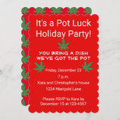 雑草の葉ポット運パーソナライズされた 招待状 (正面/裏面)