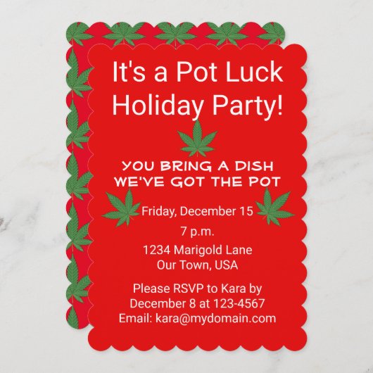 雑草の葉ポット運パーソナライズされた 招待状 (正面/裏面)