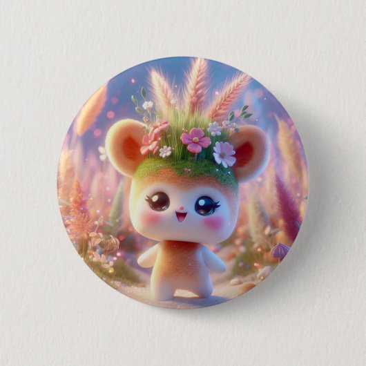 雑草ヘッド 缶バッジ (正面)