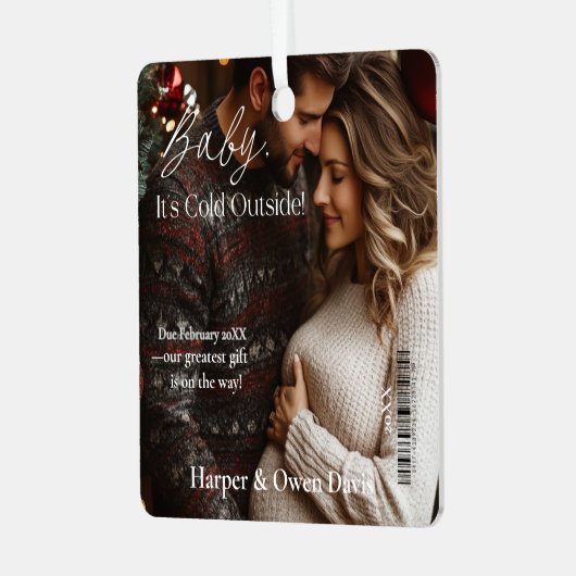 雑誌でクリスマスの妊娠発表を取り上げる メタルオーナメント (正面左)