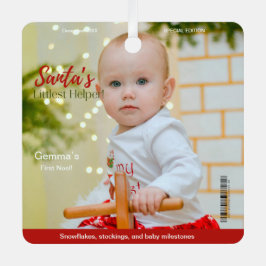 雑誌で私の初めてのクリスマスマイルストーンをカバー メタルオーナメント