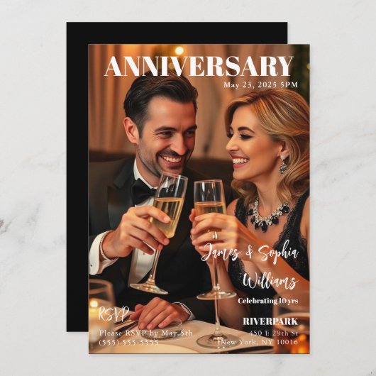 雑誌のカバー記念日 招待状 (正面/裏面)