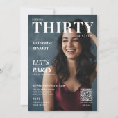 雑誌の表紙写真 30歳の誕生日パーティー QRコード 招待状 (正面)