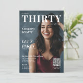 雑誌の表紙写真 30歳の誕生日パーティー QRコード 招待状 (スタンド正面)