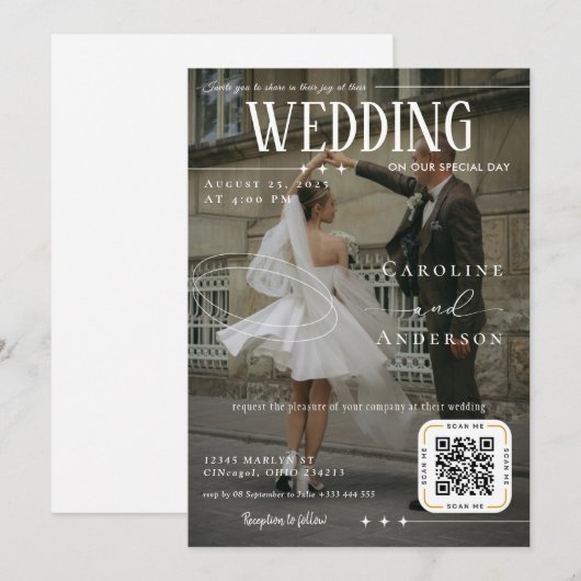 雑誌の表紙風結婚式招待状 招待状 (正面/裏面)