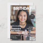 雑誌の表紙風 17歳の誕生日招待状 女子 招待状 (正面)