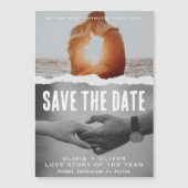 雑誌の表紙、映画のポスターの結婚式の日付を保存 マグネット招待状 (正面)