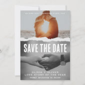 雑誌の表紙、映画のポスターの結婚式の日付を保存 招待状 (正面)