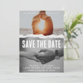 雑誌の表紙、映画のポスターの結婚式の日付を保存 招待状 (スタンド正面)