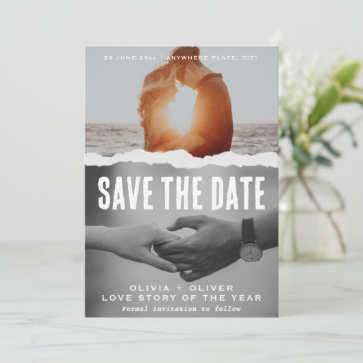 雑誌の表紙、映画のポスターの結婚式の日付を保存 招待状 (スタンド正面)