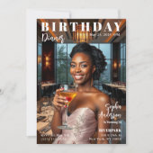 雑誌の表紙 誕生日ディナー 招待状 (正面)