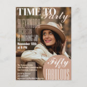 雑誌の表紙 50歳の誕生日パーティー招待状 ポストカード (正面)