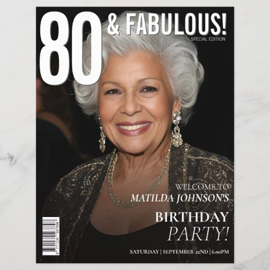 雑誌の表紙 80歳の誕生日ウェルカムサイン チラシ (正面)