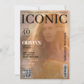 雑誌カバーqrコード40th誕生日パーティー 招待状 (正面)