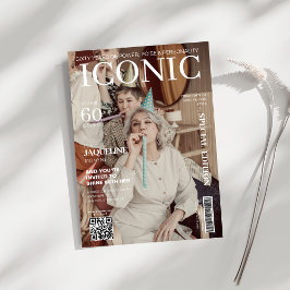 雑誌カバーqrコード60th誕生日パーティー 招待状