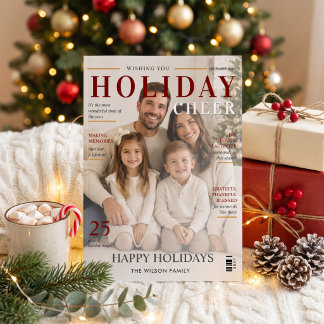 雑誌スタイルのクリスマスカード付きホリデーフォトカード シーズンカード