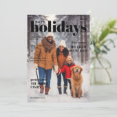 雑誌スタイルのホリデーカード-トップタイトル、黒 シーズンカード (スタンド正面)