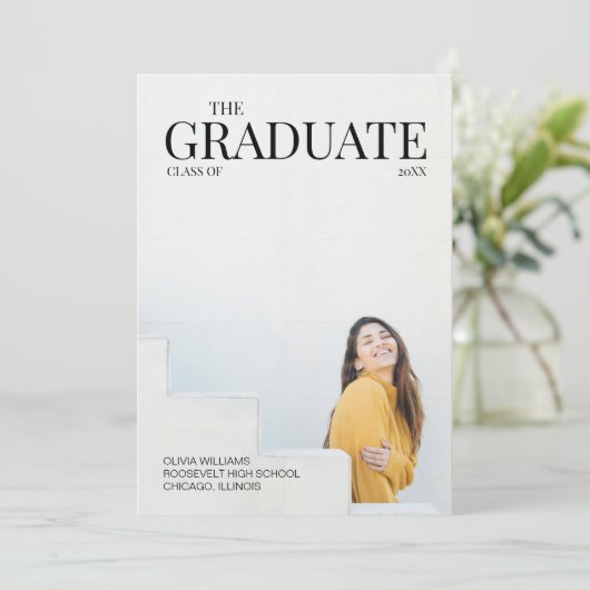 雑誌写真モダン卒業招待状 案内状 (スタンド正面)