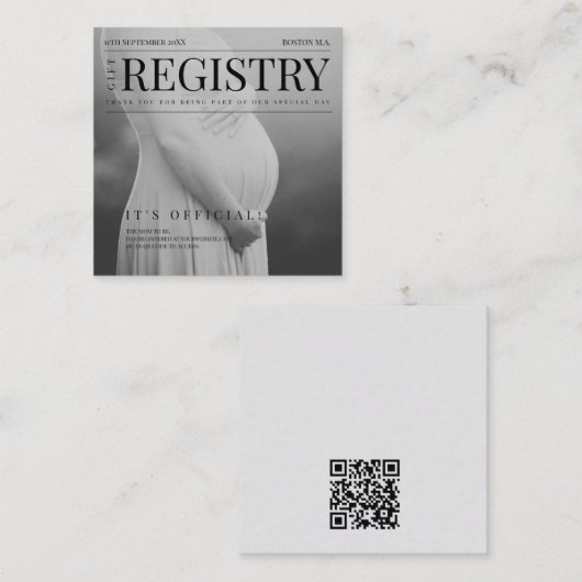 雑誌写真ユニーク赤ちゃんシャワーギフトレジストリ エンクロージャーカード (正面/裏面)