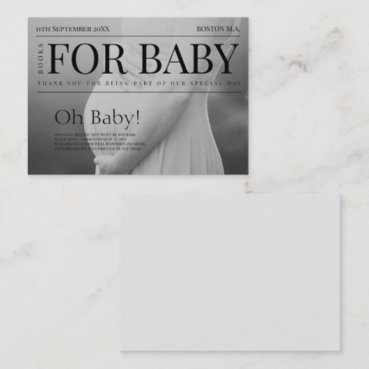 雑誌写真ユニーク赤ちゃんシャワーベビー本 エンクロージャーカード (正面/裏面)