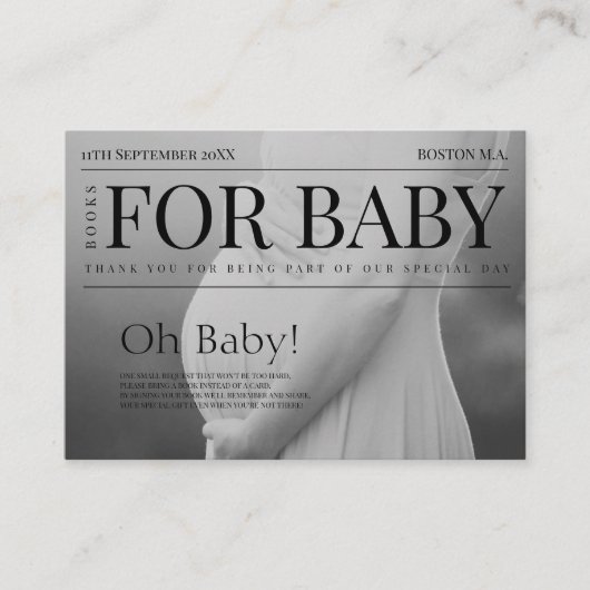 雑誌写真ユニーク赤ちゃんシャワーベビー本 エンクロージャーカード (正面)