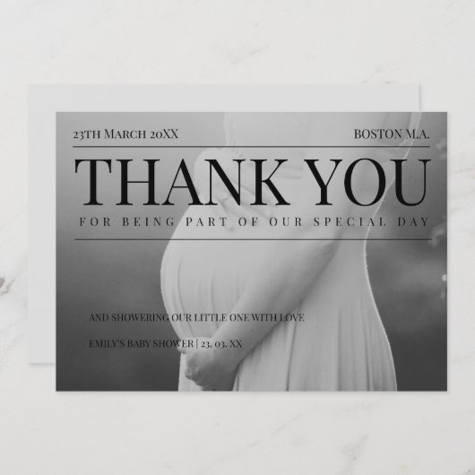 雑誌写真ユニーク赤ちゃんシャワー サンキューカード (正面/裏面)