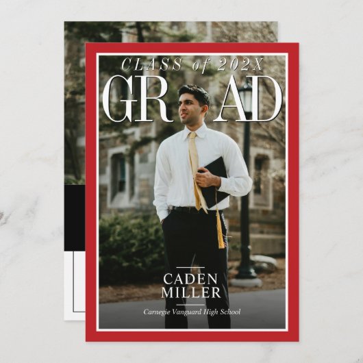 雑誌新聞シニア卒業招待状 招待状 (正面/裏面)