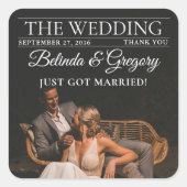 雑誌編集新聞結婚の写真 スクエアシール (正面)