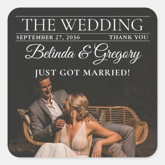 雑誌編集新聞結婚の写真 スクエアシール (正面)