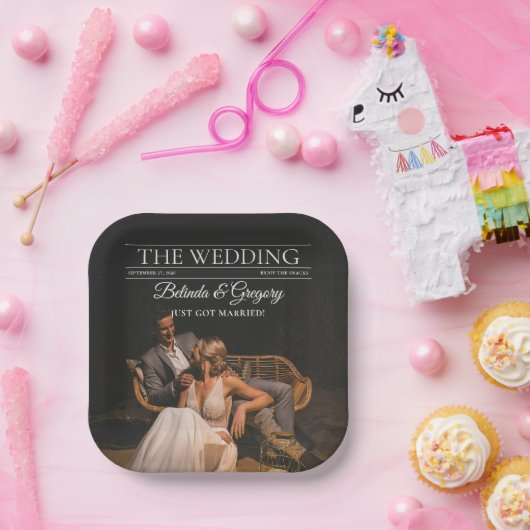 雑誌編集新聞結婚の写真 ペーパープレート (パーティー)